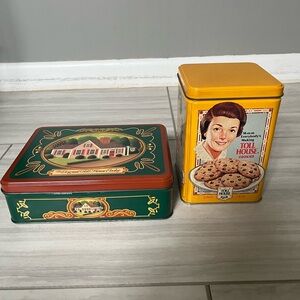 2 vintage toll house cookie tin cans